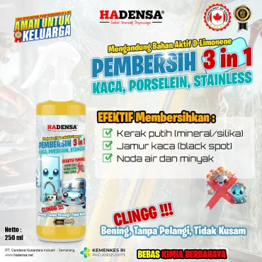 Pembersih 3 in 1 Kaca, Porselein & Stainless – Bening Tanpa Pelangi, Anti Kusam