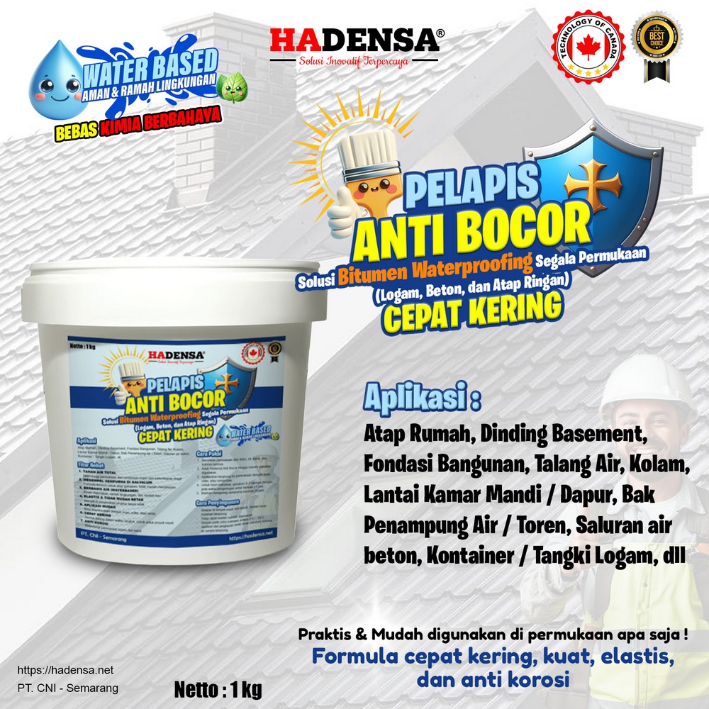 Pelapis Anti Bocor Solusi Bitumen Waterproofing Segala Permukaan (Logam, Beton, Atap Ringan) – Water Based, Cepat Kering & Ramah Lingkungan